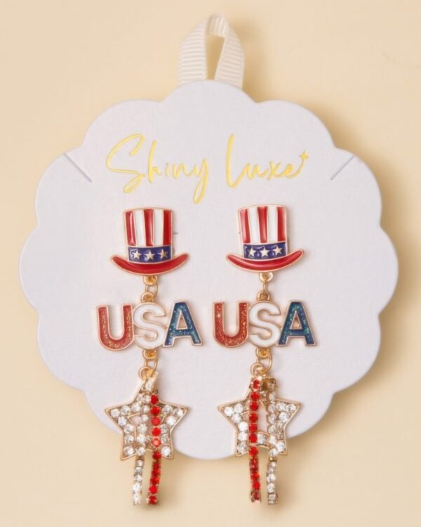 Patriotic Usa Post Dangle Earrings