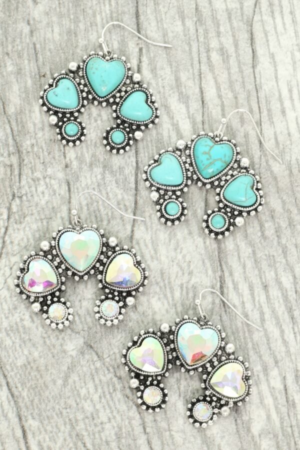 Western Hearted Squash Blossom Earrings