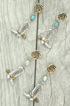 Western Floral Cowboy Boot Earrings