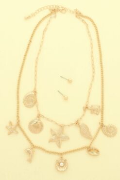 Sea Life Theme Charm Necklace Set