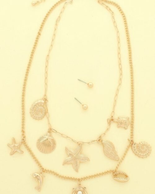 Sea Life Theme Charm Necklace Set