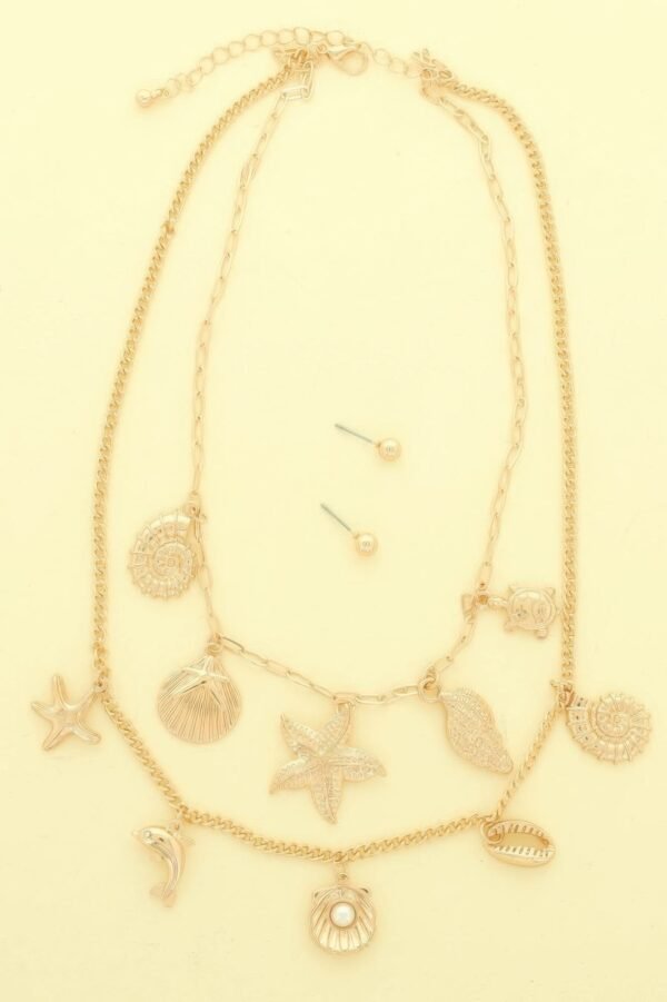 Sea Life Theme Charm Necklace Set