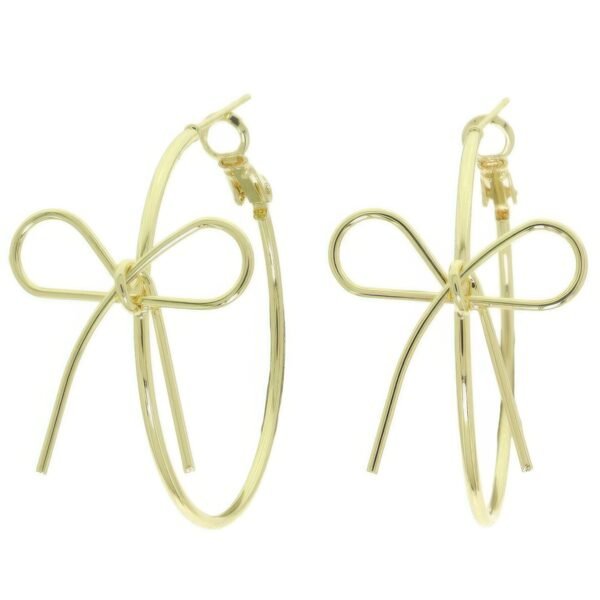 Polished Long Tail Bow Hoop Earrings