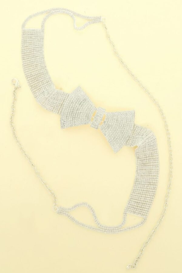 Rhinestone Pave Bowtie Motif Buckle Belt