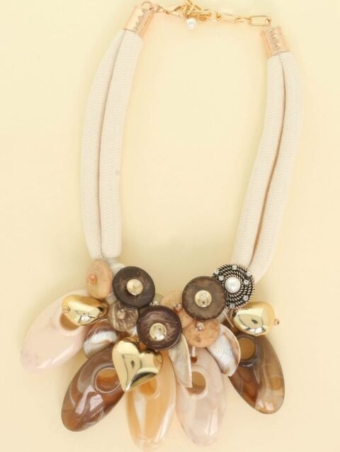 Stone Theme Necklace With Wood Discs