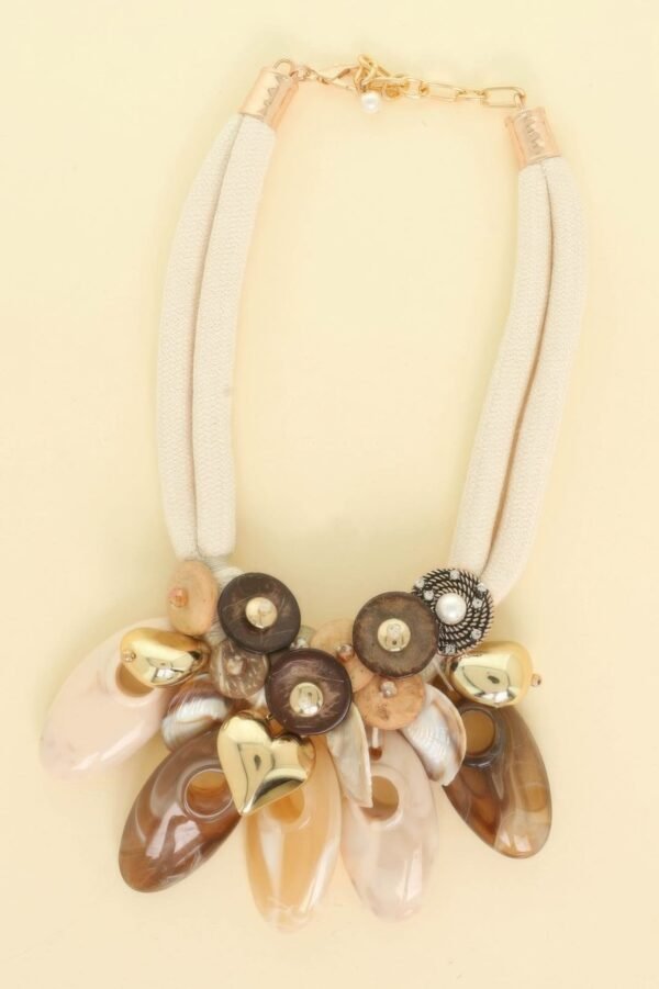 Stone Theme Necklace With Wood Discs