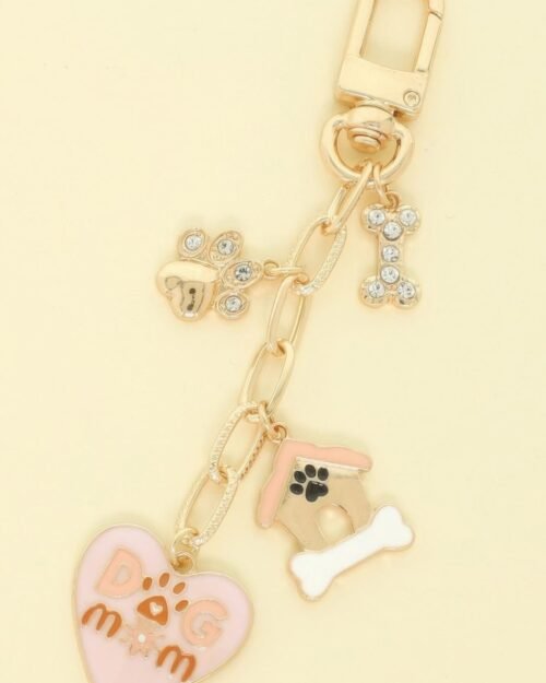 Dog Mom Theme Bag Charm Keychain