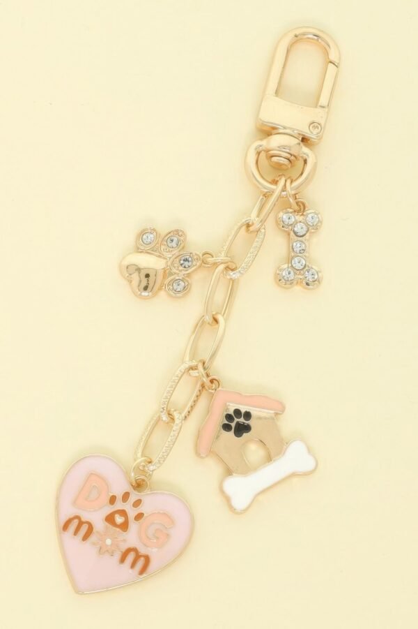 Dog Mom Theme Bag Charm Keychain