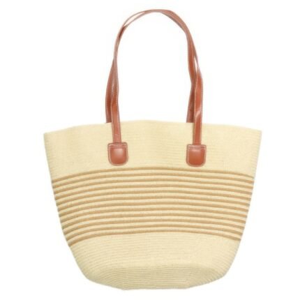 Striped Patterned Straw Woven Bag