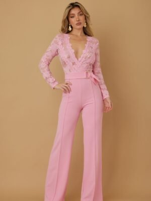Lace Crochet Long Sleeve Jumpsuit Jumpsuit for Wedding Guest – Lace Crochet Long Sleeve