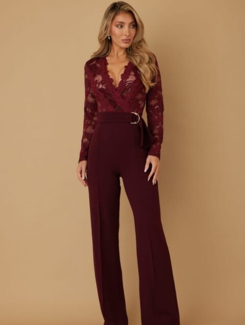 Jumpsuit for Wedding Guest – Lace Crochet Long Sleeve