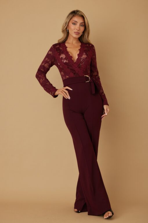 Lace Crochet Long Sleeve Jumpsuit - Image 2