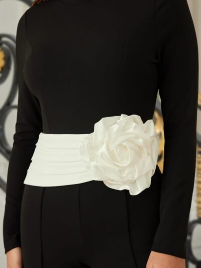 Wide Waistband With Rose Jumpsuit Wide Waistband With Rose Jumpsuit