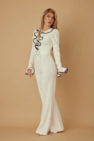 Ruffle Pattern Long Sleeve Jumpsuit Ruffle Pattern Long Sleeve Jumpsuit