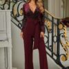 Chic Party Outfits for Women Velvet Top Fashion Jumpsuit