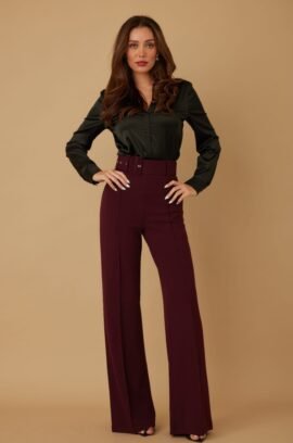 High Waist Pants With Buckle Belt High Waist Pants With Buckle Belt