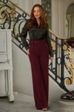 High Waist Pants With Buckle Belt