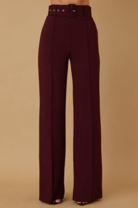High Waist Pants With Buckle Belt High Waist Pants With Buckle Belt