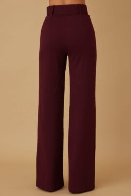 High Waist Pants With Buckle Belt High Waist Pants With Buckle Belt
