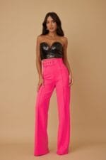 High Waist Pants With Buckle Belt
