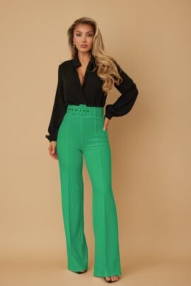 High Waist Pants With Buckle Belt High Waist Pants With Buckle Belt
