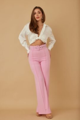High Waist Pants With Buckle Belt High Waist Pants With Buckle Belt