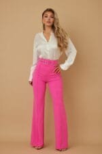 High Waist Pants With Buckle Belt