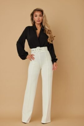High Waist Pants With Buckle Belt High Waist Pants With Buckle Belt