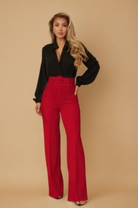 High Waist Pants With Buckle Belt High Waist Pants With Buckle Belt