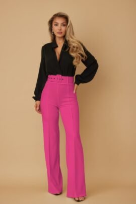 High Waist Pants With Buckle Belt High Waist Pants With Buckle Belt