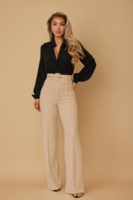 High Waist Pants With Buckle Belt High Waist Pants With Buckle Belt