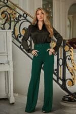 High Waist Pants With Buckle Belt
