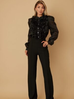 Ruffle Micro Crystal Long Sleeve Blouse Ruffle Micro Crystal Long Sleeve Blouse
