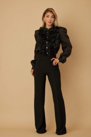 Ruffle Micro Crystal Long Sleeve Blouse Ruffle Micro Crystal Long Sleeve Blouse