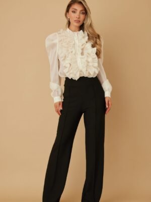 Ruffle Micro Crystal Long Sleeve Blouse Ruffle Micro Crystal Long Sleeve Blouse