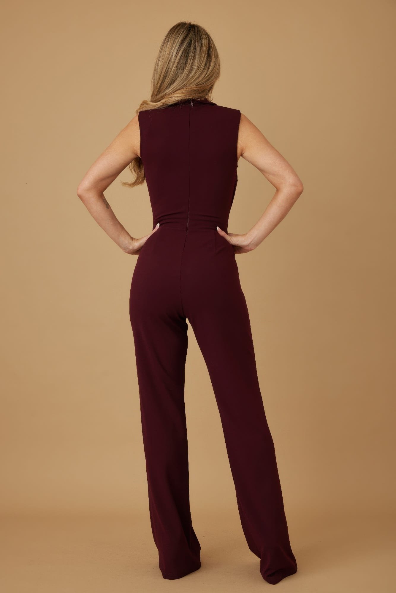 open flap with metal shank button jumpsuit