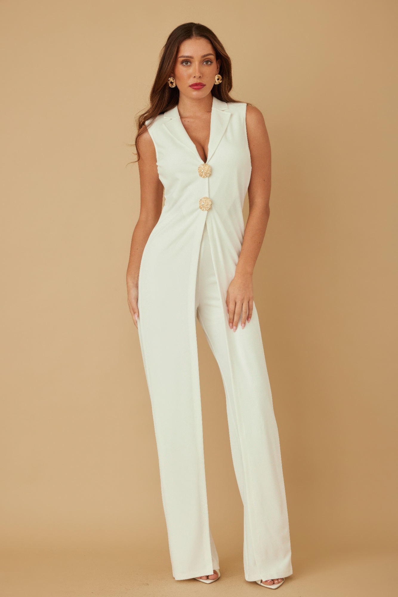 Evening Jumpsuits for Women – Open Flap Metal Button Design