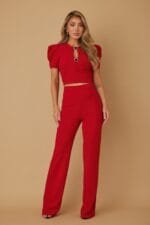 Puff Cap Sleeve Cropped Top Set