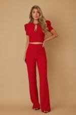 Puff Cap Sleeve Cropped Top Set