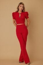 Puff Cap Sleeve Cropped Top Set