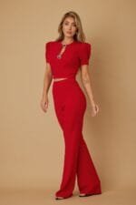 Puff Cap Sleeve Cropped Top Set