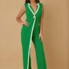 Abend Jumpsuit Damen – Single Golden Bell Button Design