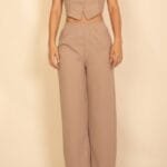 Tailored Button Vest With Adjustable Back Tie & Wide Leg Pants Set