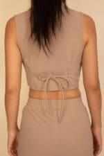 Tailored Button Vest With Adjustable Back Tie & Wide Leg Pants Set
