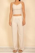 Wide Leg Pants Set – Spaghetti Strap Bralette Two-Piece Outfit