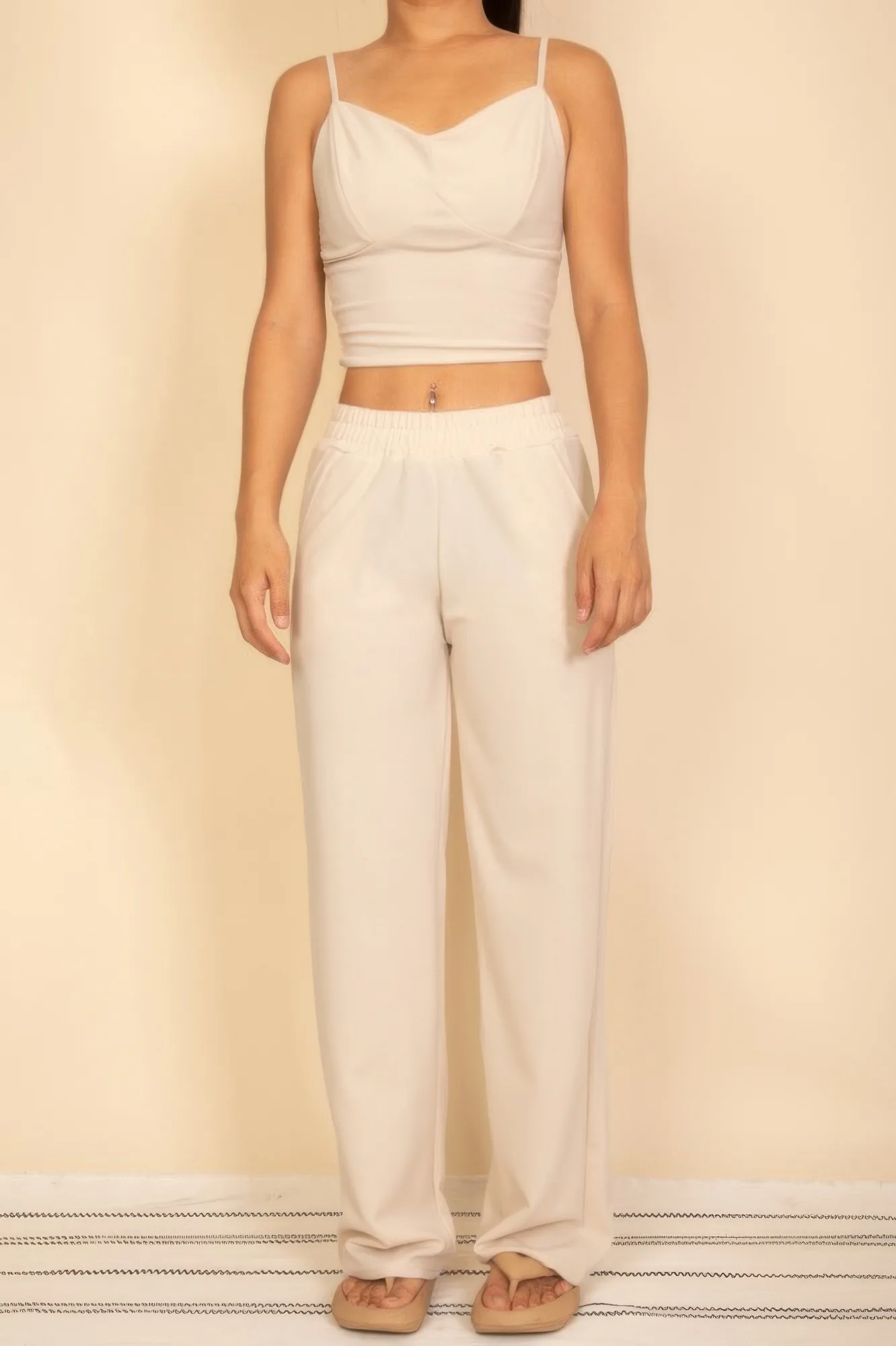 Wide Leg Pants Set – Spaghetti Strap Bralette Two-Piece Outfit