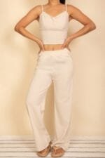 Spaghetti Strap Bralette Top & Wide Leg Pants Set