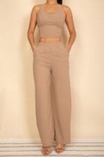 Spaghetti Strap Bralette Top & Wide Leg Pants Set