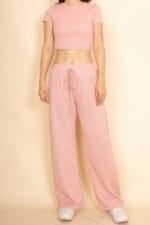 2-piece Crop Tee & Wide Leg Lounge Pants Set