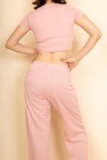 2-piece Crop Tee & Wide Leg Lounge Pants Set